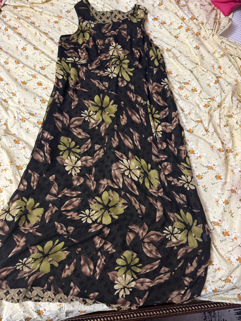 Arbor Floral Wide-Leg Jumpsuit in Olive & Brown